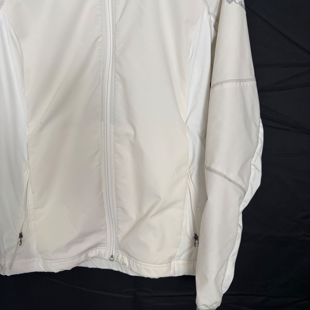 Women's Columbia White Omni Shield Packable Rain Track Jacket Size Large - Picture 4 of 8